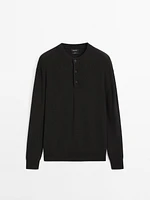 Pull en maille de coton à col boutonné