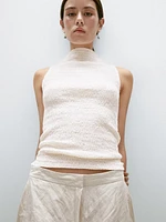 Textured cotton blend top
