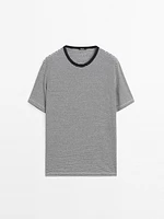 Striped linen and cotton T-shirt