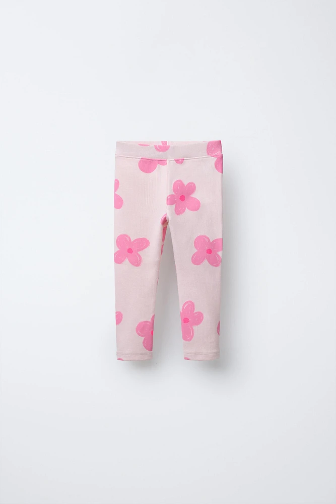 RIBBED PRINTED LEGGINGS
