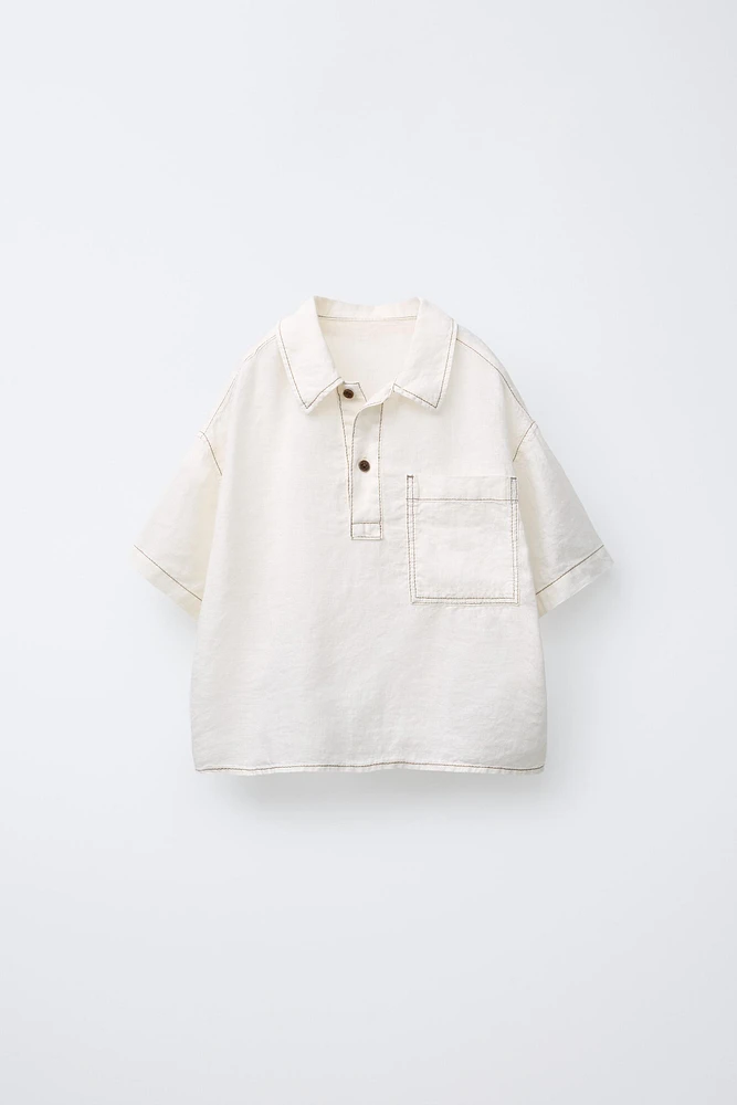 CHEMISE CONTRASTE 100 % LIN