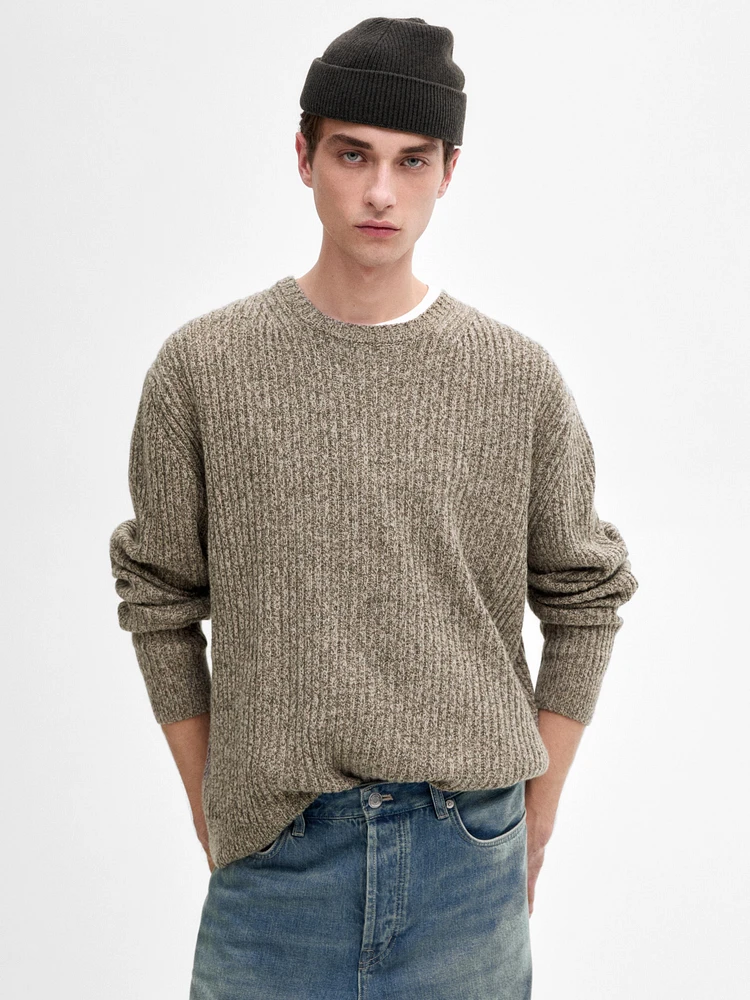 Pull en maille moulinée de laine mélangée