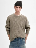 Pull en maille moulinée de laine mélangée