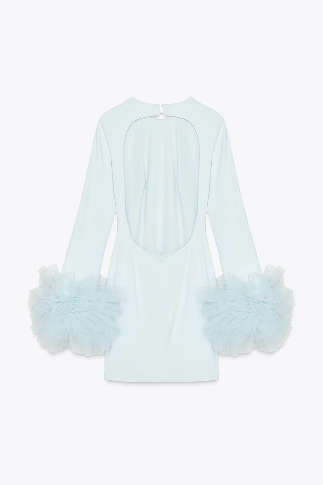 SHORT TULLE CUFF VOLUME DRESS