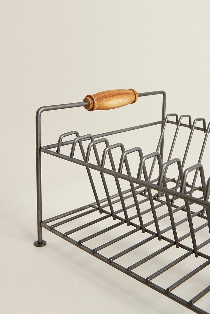 IRON AND ACACIA WOOD DISH RACK
