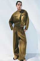 LINEN BLEND PLEATED PANTS ZW COLLECTION