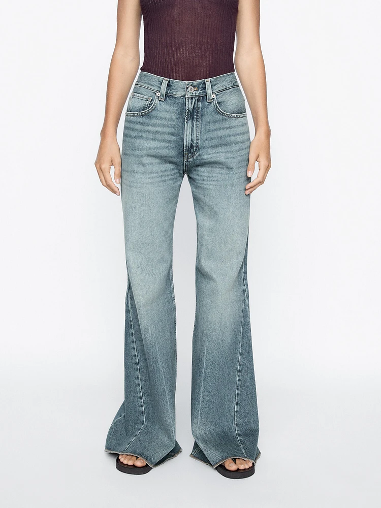 Jean flare taille haute coton