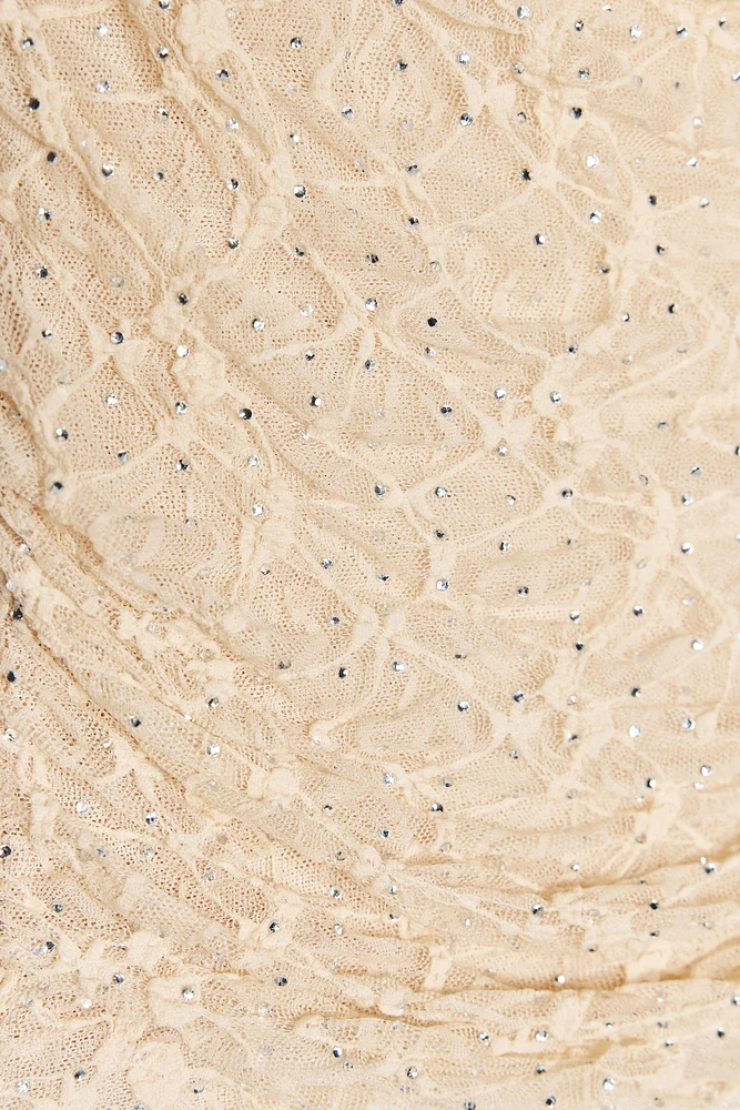 TOP DRAPÉ EN DENTELLE AVEC STRASS