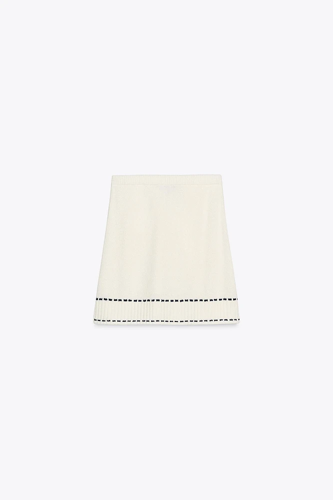 MINI TOPSTITCHED SKIRT