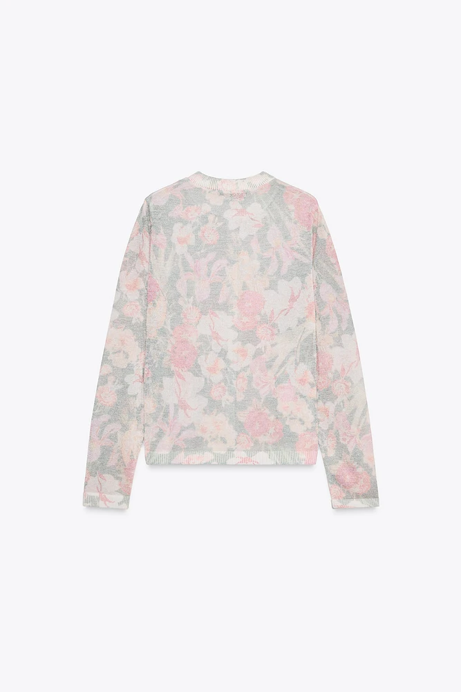 GILET EN MAILLE À IMPRIMÉ FLEURI
