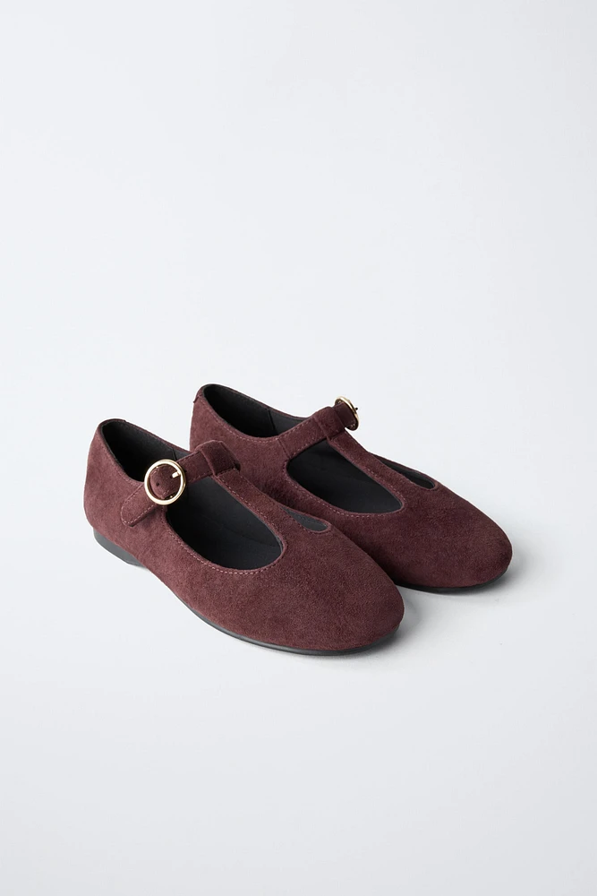 SUEDE T-BAR SHOES