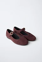 SUEDE T-BAR SHOES