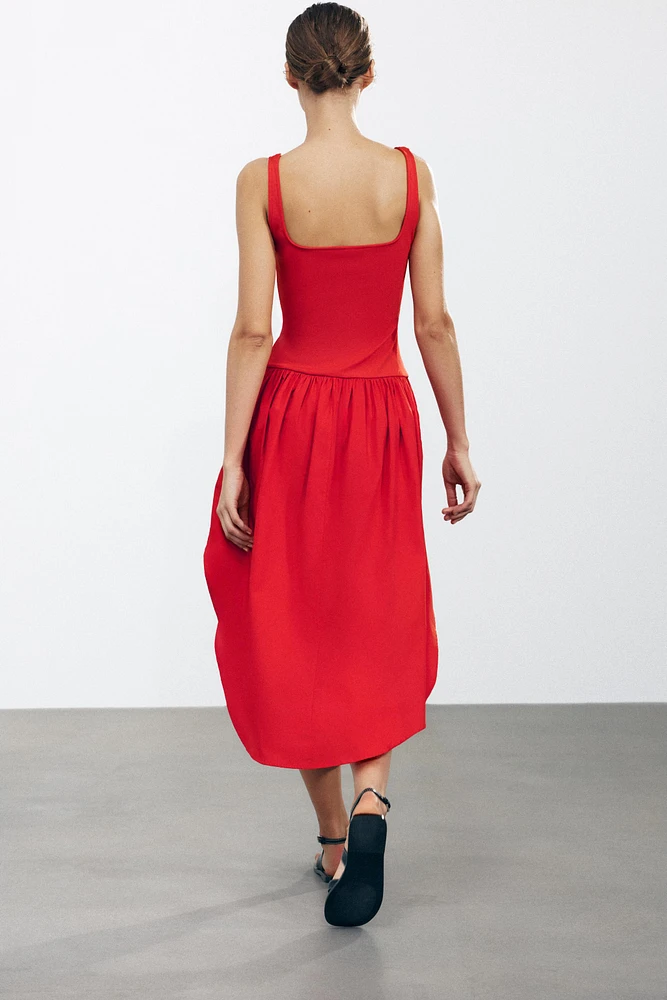 CONTRASTING MIDI DRESS