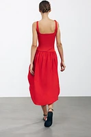 CONTRASTING MIDI DRESS