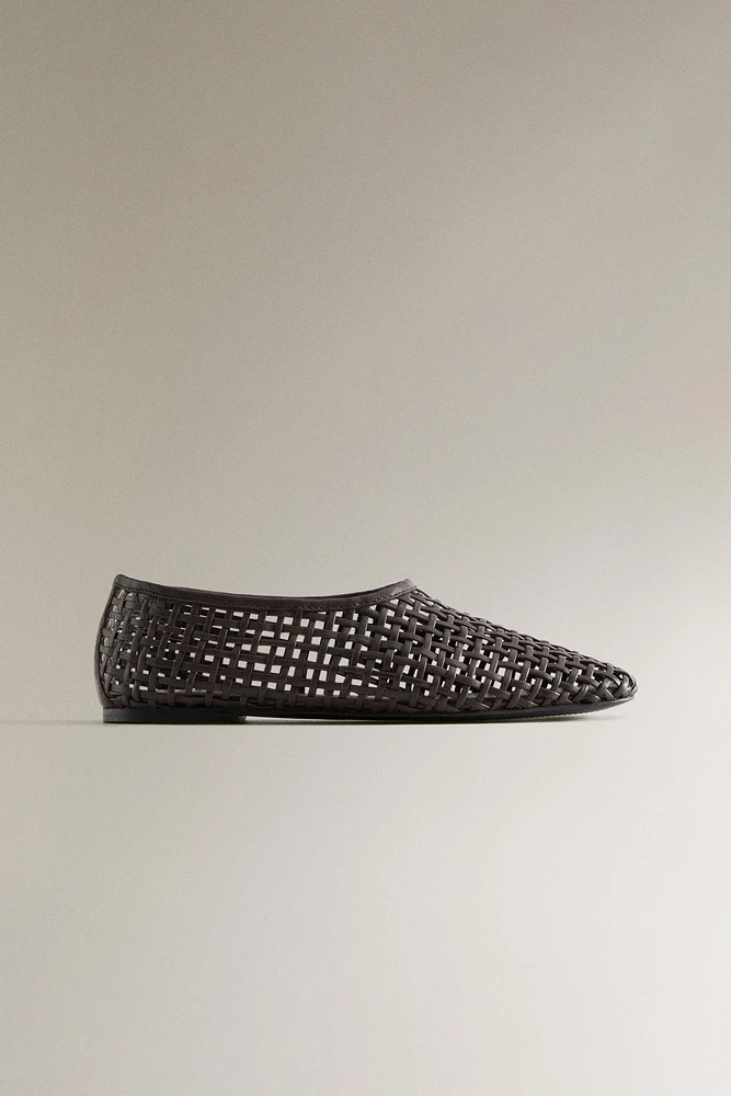 BALLERINES CUIR TRESSÉ