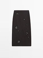 Jupe midi à strass en coton mélangé