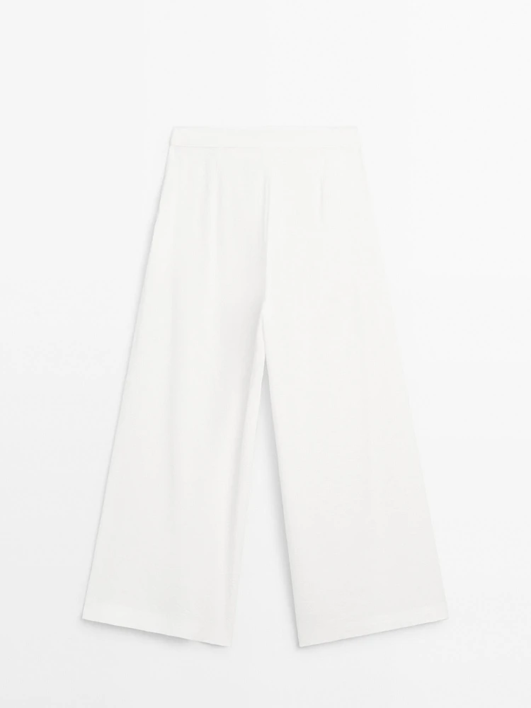Pantalon palazzo lin à pinces