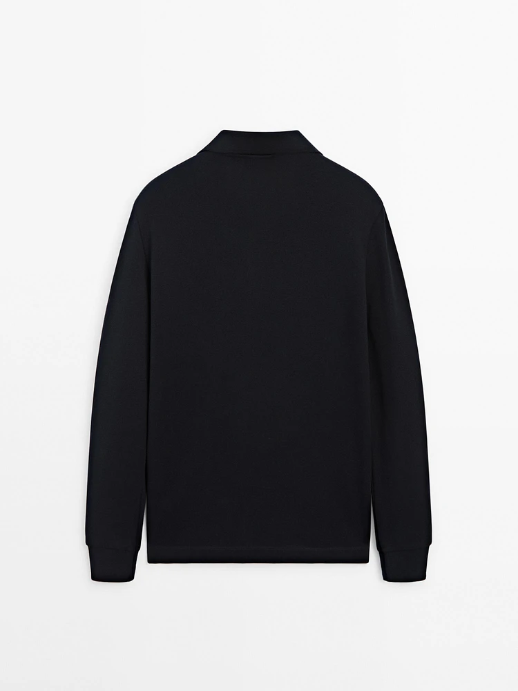 Pull polo en coton mélangé