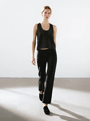 Pantalon flare taille fantaisie