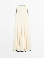 Flounce dress with contrast trims
