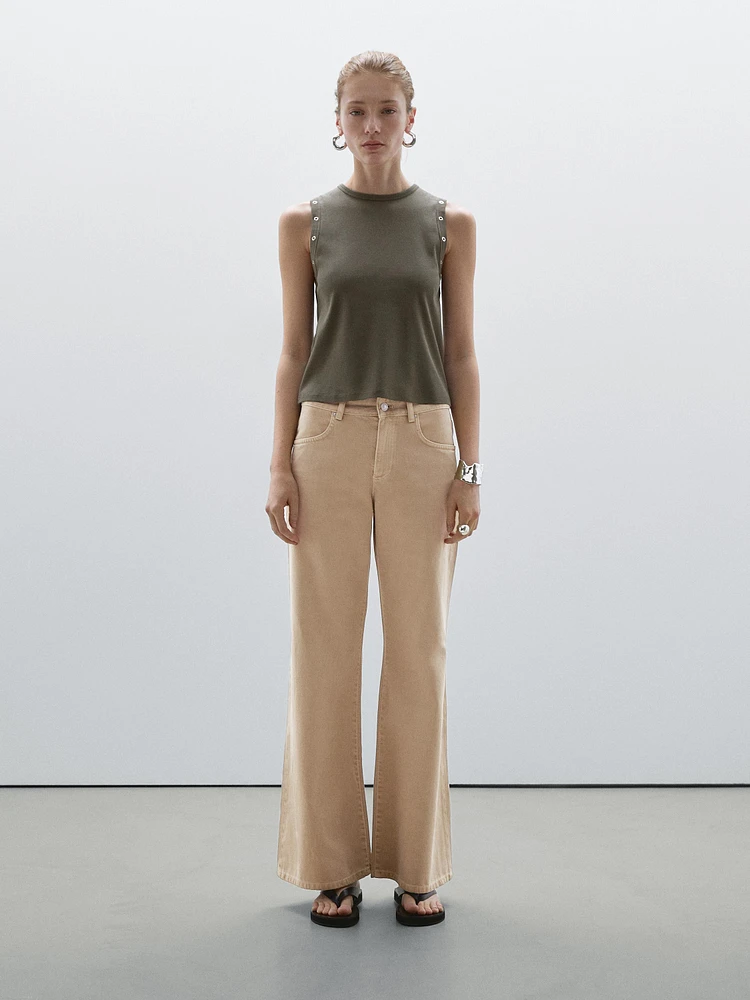 Mid-rise flared jeans