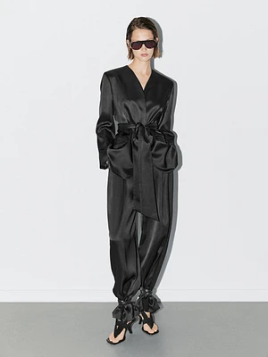 Satin blazer with scarf detail - STUDIO