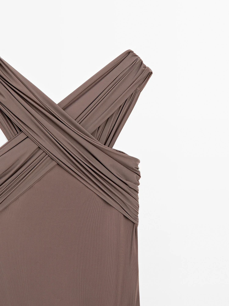 Maillot de bain bandeau bretelles croisées