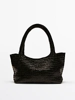 Sac tote tressé moyen format en cuir nappa