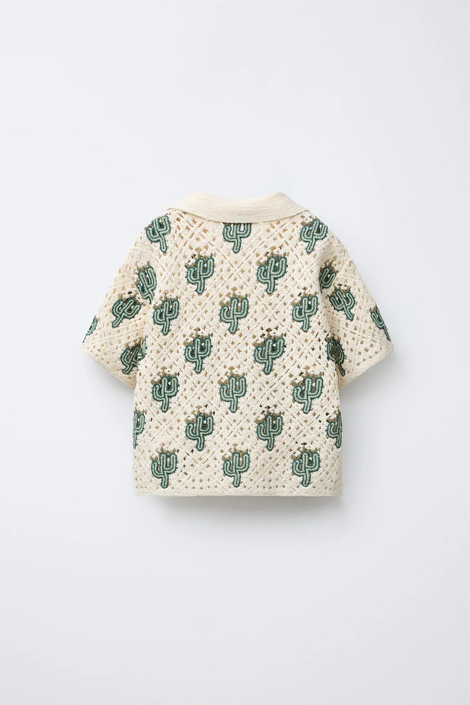 CACTUS CROCHET KNIT SHIRT