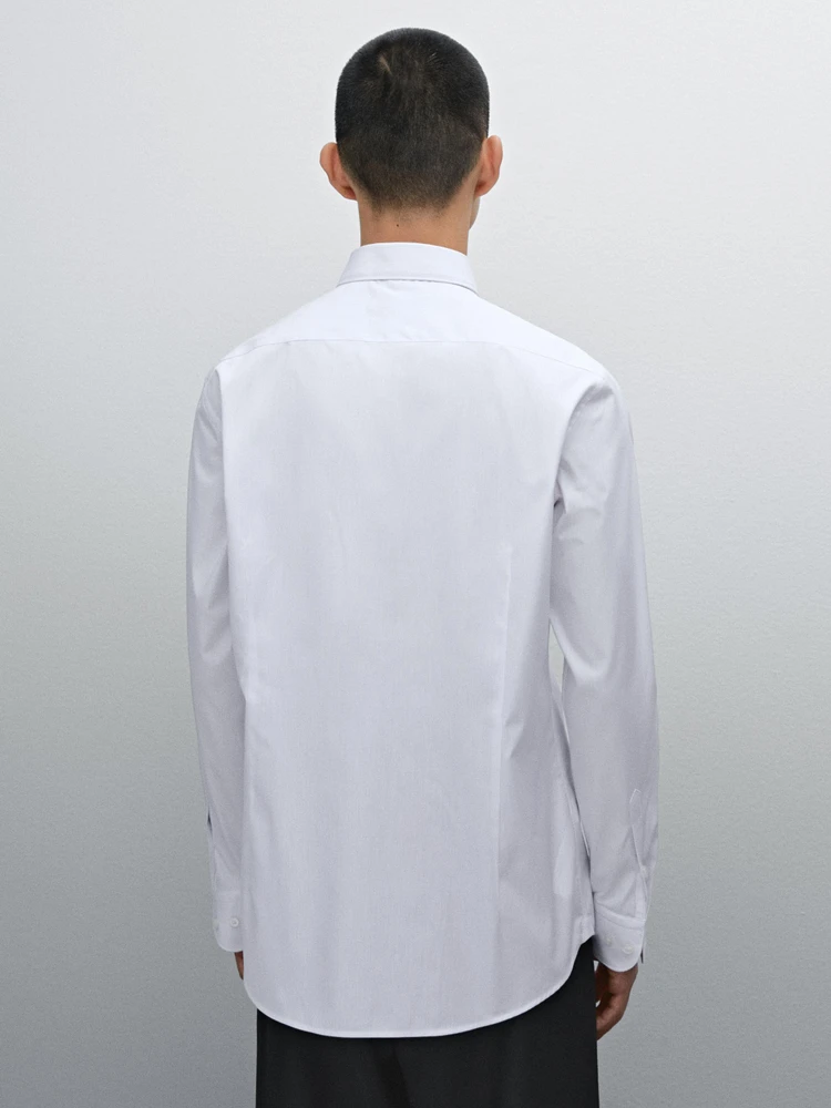 Slim fit striped 100% cotton shirt