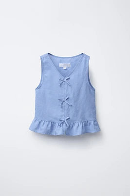 COTTON LINEN TIE TOP