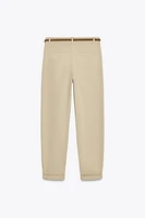 BRAIDED BELTED CHINO PANTS