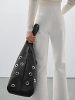 Pantalon flare fendu en cuir - Studio