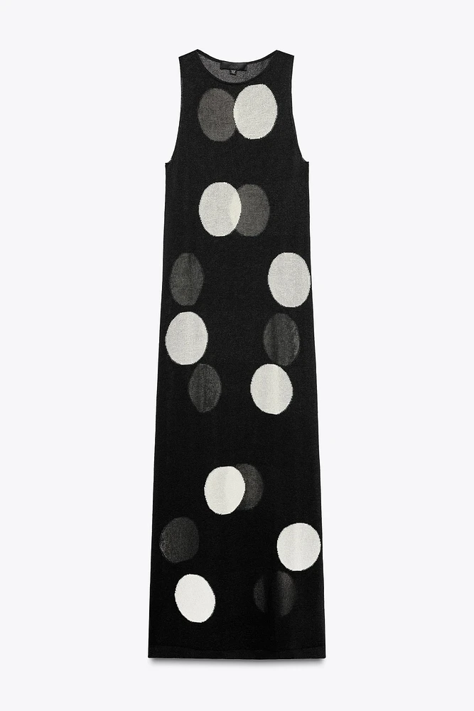 DOTTED KNIT MAXI DRESS