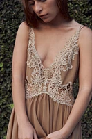 ASYMMETRIC LACE RUFFLE DRESS