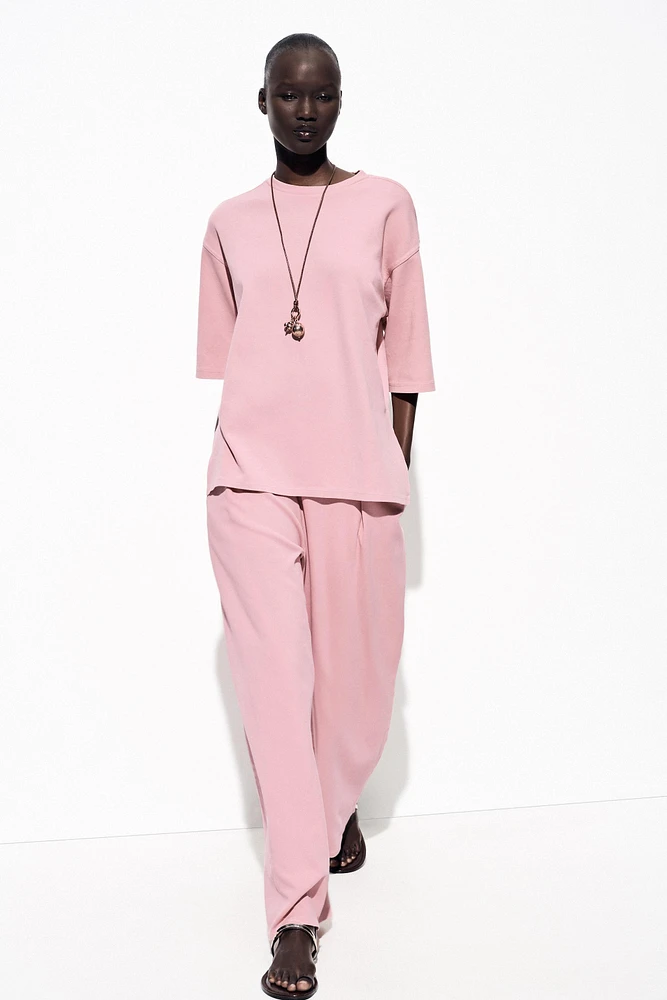 WASHED EFFECT INTERLOCK T-SHIRT