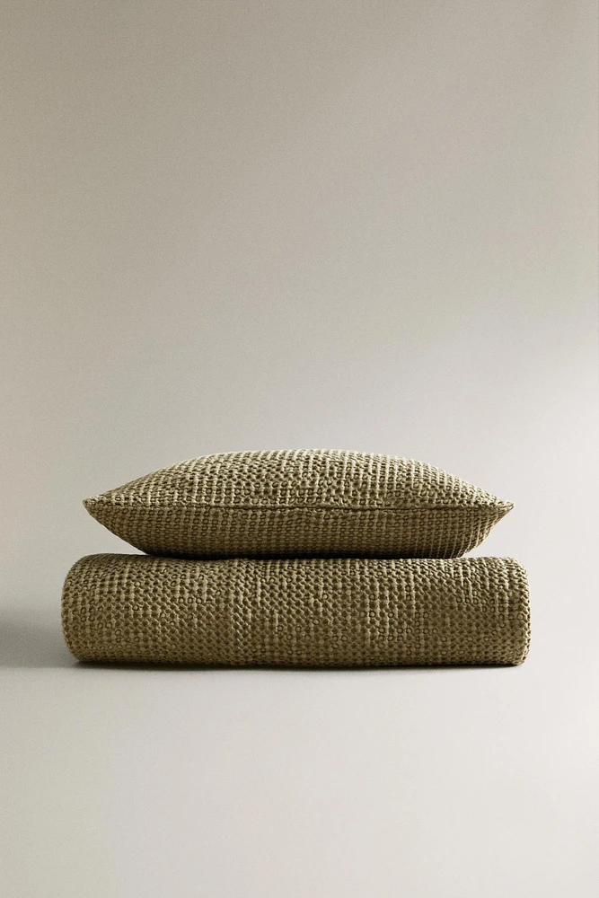 MINI WAFFLE-KNIT COTTON BEDSPREAD