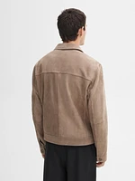 Blouson avec boutons en cuir effet daim