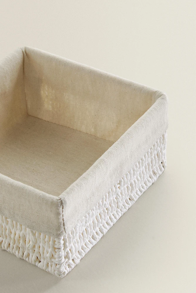 CORBEILLE CARRÉE AVEC TISSU INTÉRIEUR