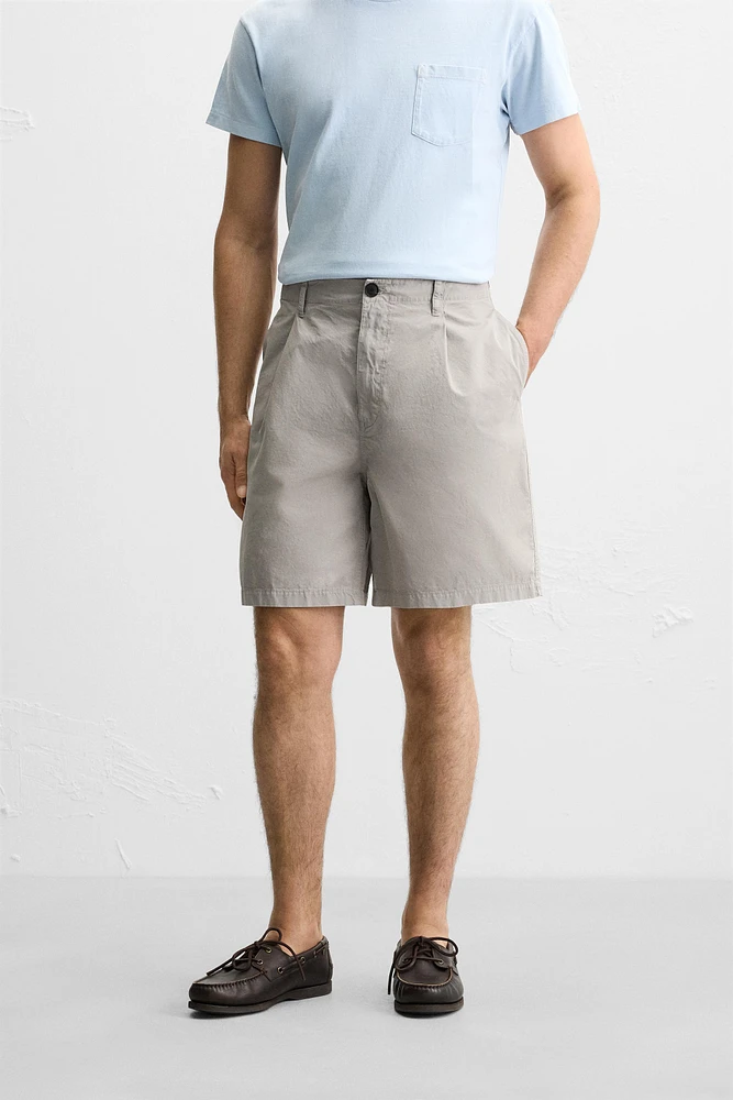 BERMUDA RELAXED FIT EFFET PLISSÉ
