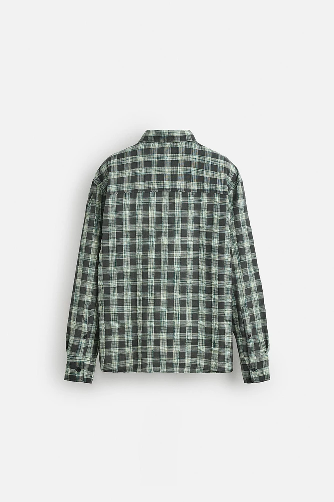 WRINKLE EFFECT PLAID SHIRT