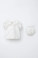 BLOUSE AND PANTIES WITH EMBROIDERED BOWS