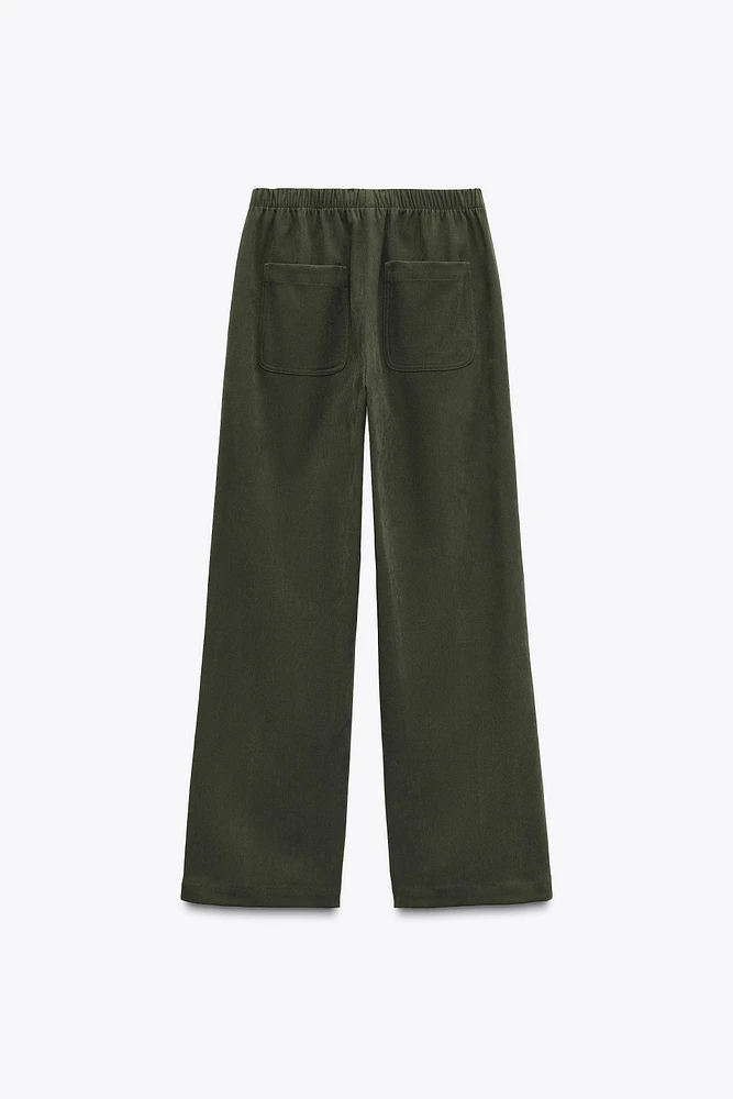 TEXTURED WIDE LEG PANTS