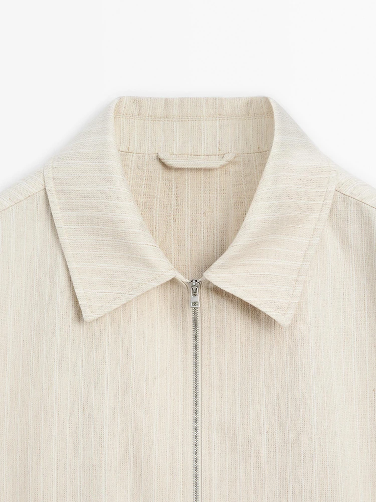 Veste bomber à rayures en coton mélangé