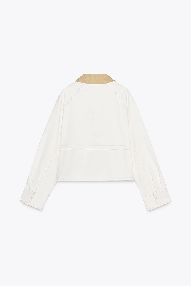 CONTRAST COLLAR WAXED JACKET