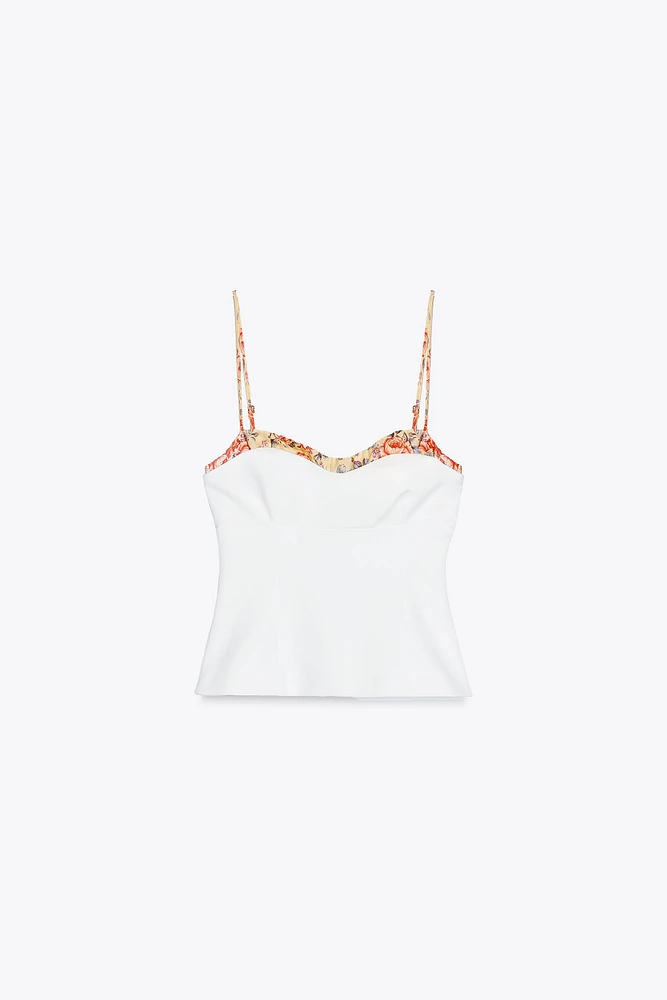 PRINTED COMBINATION STRETCH TOP