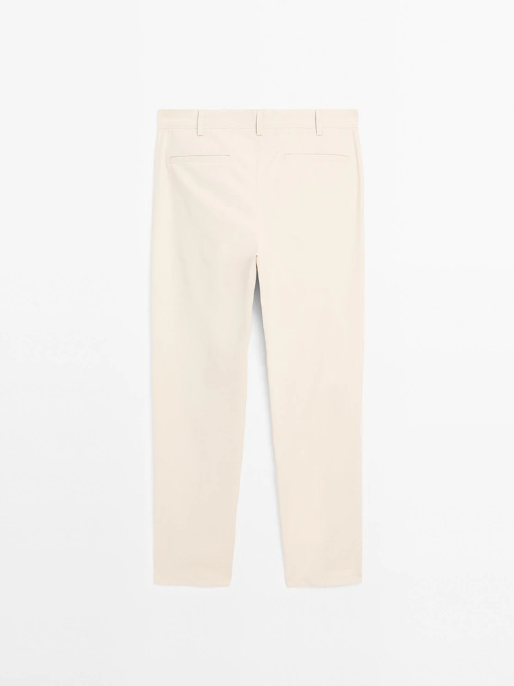 Pantalon slim en toile de coton mélangé