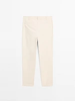 Pantalon slim en toile de coton mélangé