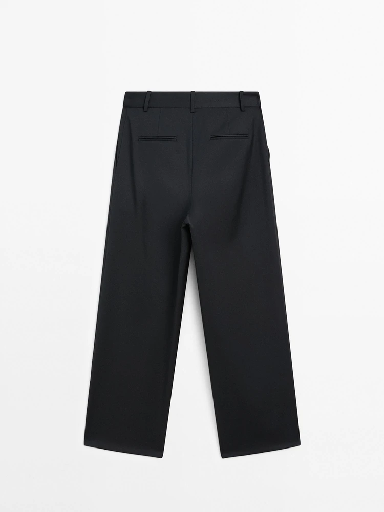 Straight-leg cool wool trousers