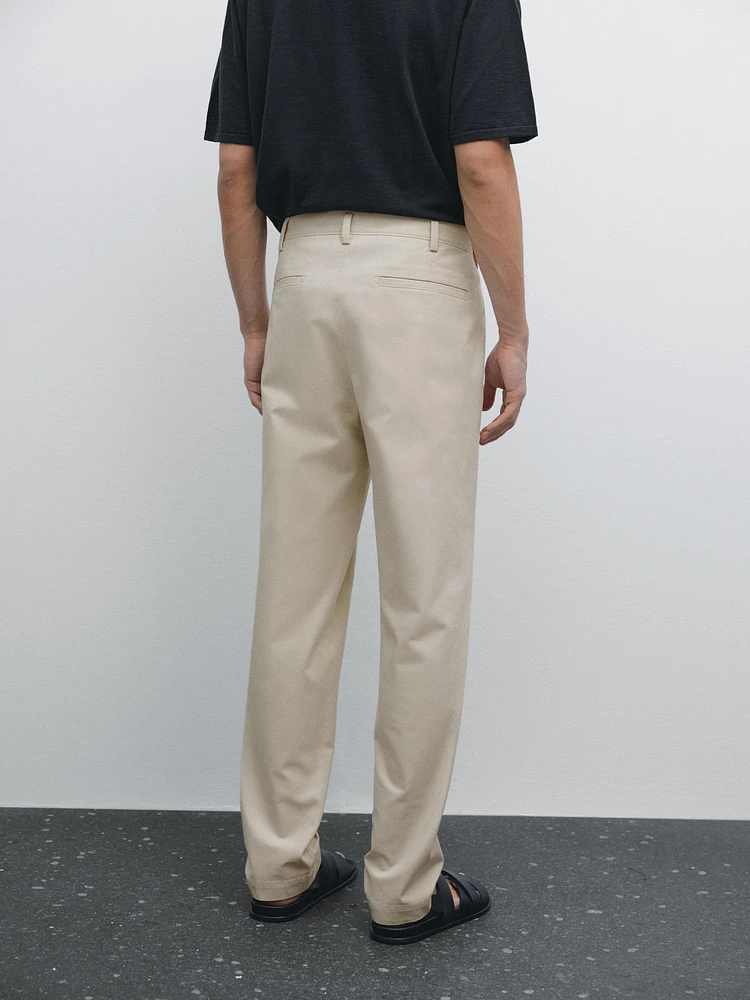 Pantalon slim en toile de coton mélangé